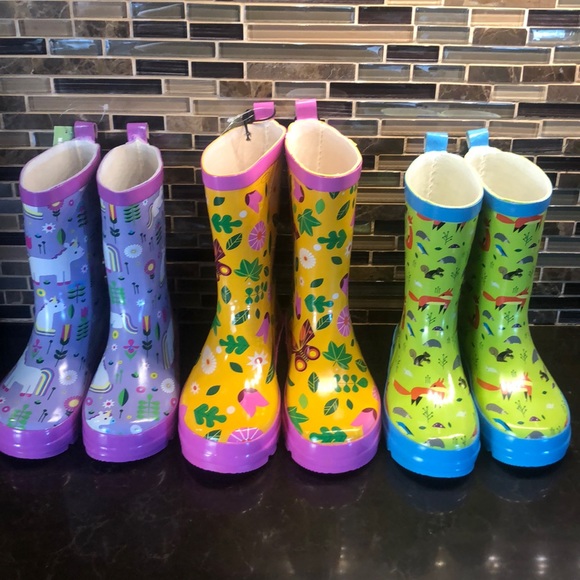 Kid Made Modern Butterfly Garden yellow rain boots - Picture 2 of 8